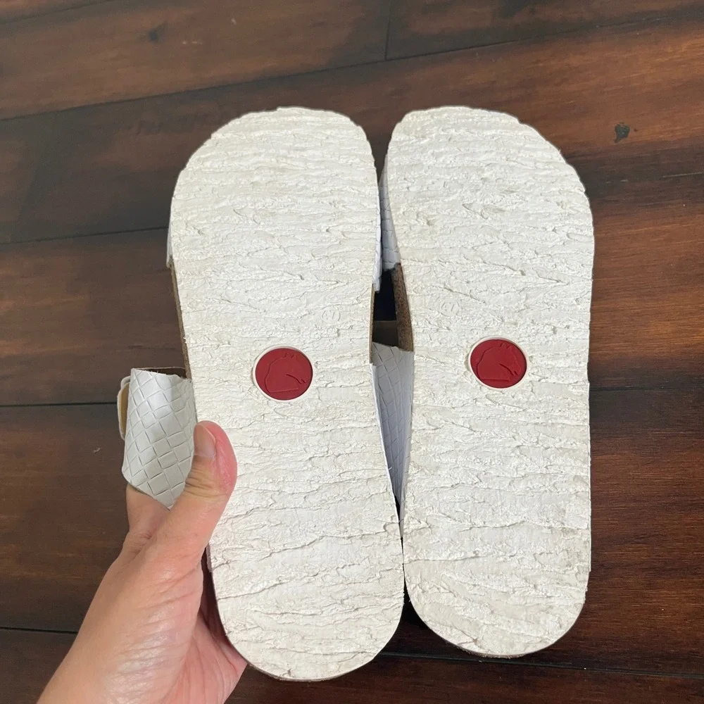 New Haflinger Men Bio Andrea Sandals White Intreccio Leather size EU 47‎ Comfort